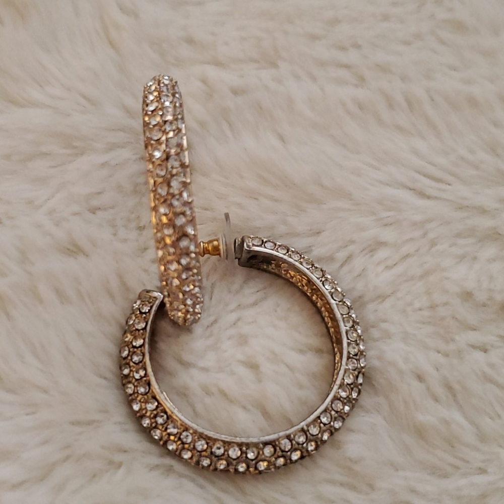 Vintage Cache Gold Rhinestone Earrings.
